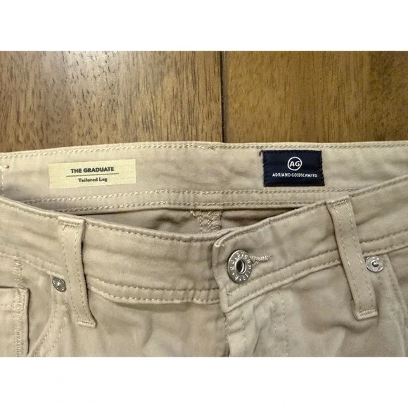 AG Adriano Goldschmied The Graduate Tailored Leg Khaki Pants Mens 34x32 1174SUD